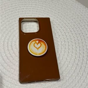 Elegant Brown Flaunt 15 pro Phone Case with Latte Art Design